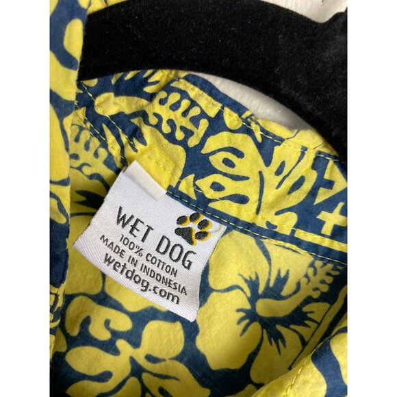 Wet Dog Men size Medium Hawaiian Water Polo Shirt Cotton Short Sleeve yellow Tro - Picture 3 of 16